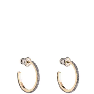 Rebecca Jolie Gold Black Diamond Powder Hoop Earrings