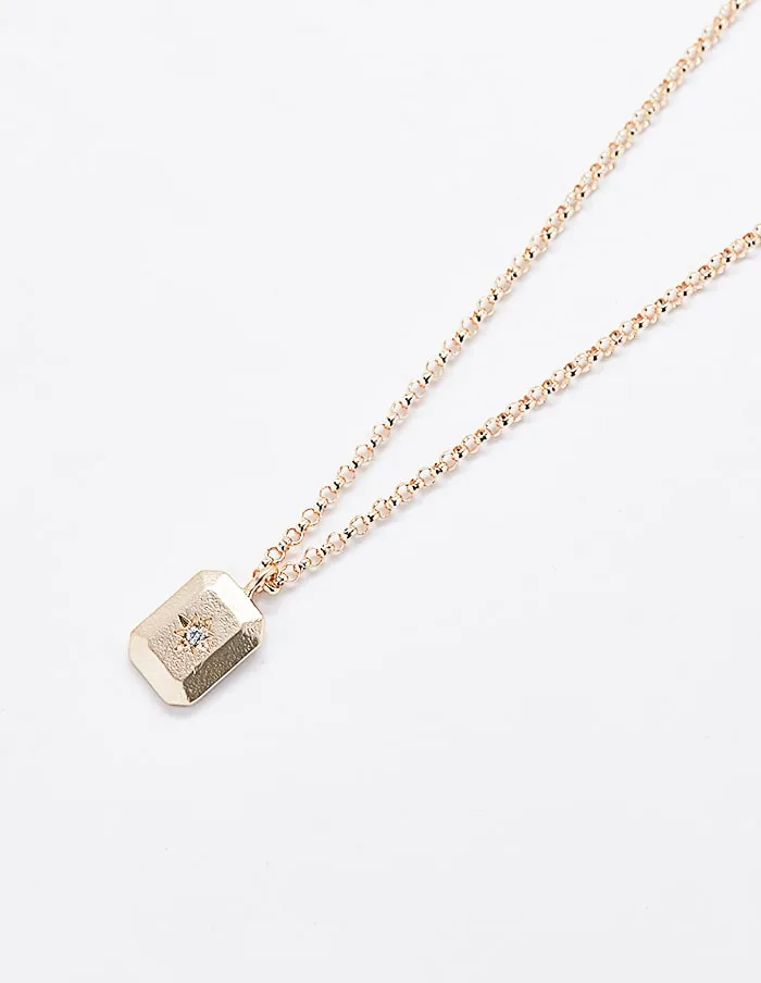Rectangle Bar Star Pendant Necklace
