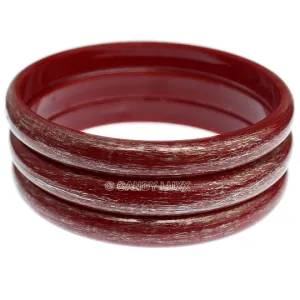 Red 3-Piece Brush Stacked Bracelets