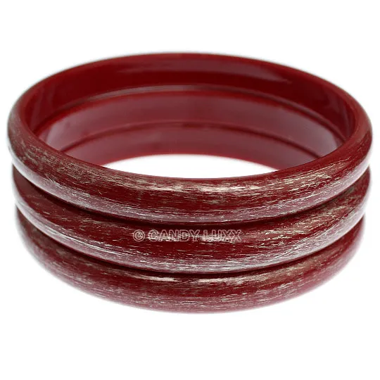 Red 3-Piece Brush Stacked Bracelets