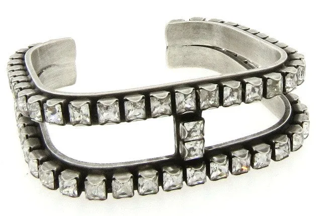 Rhodium & Crystal Square Bracelets