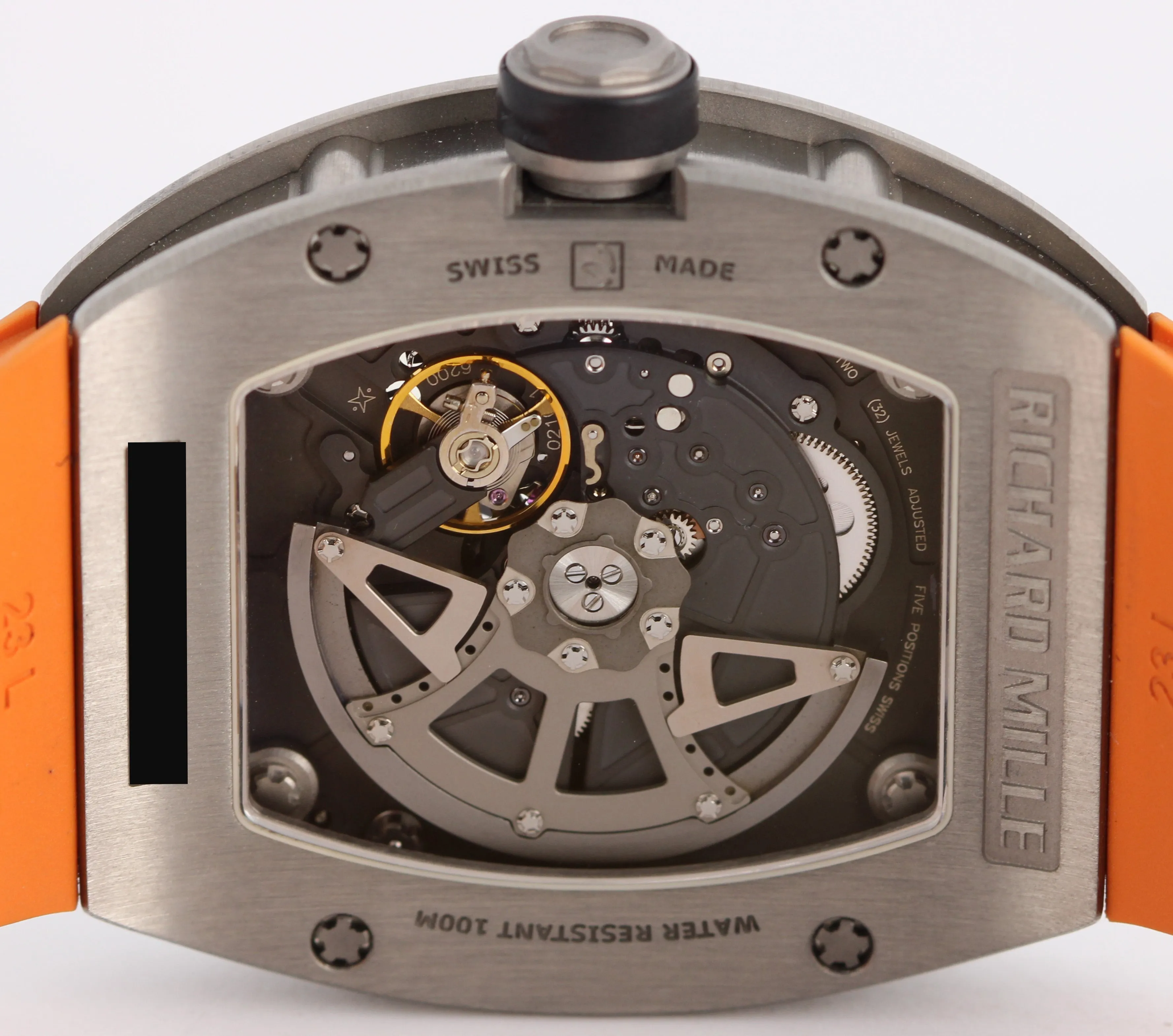 Richard Mille RM005 Titanium Skeleton 38mm Automatic Orange Rubber Watch