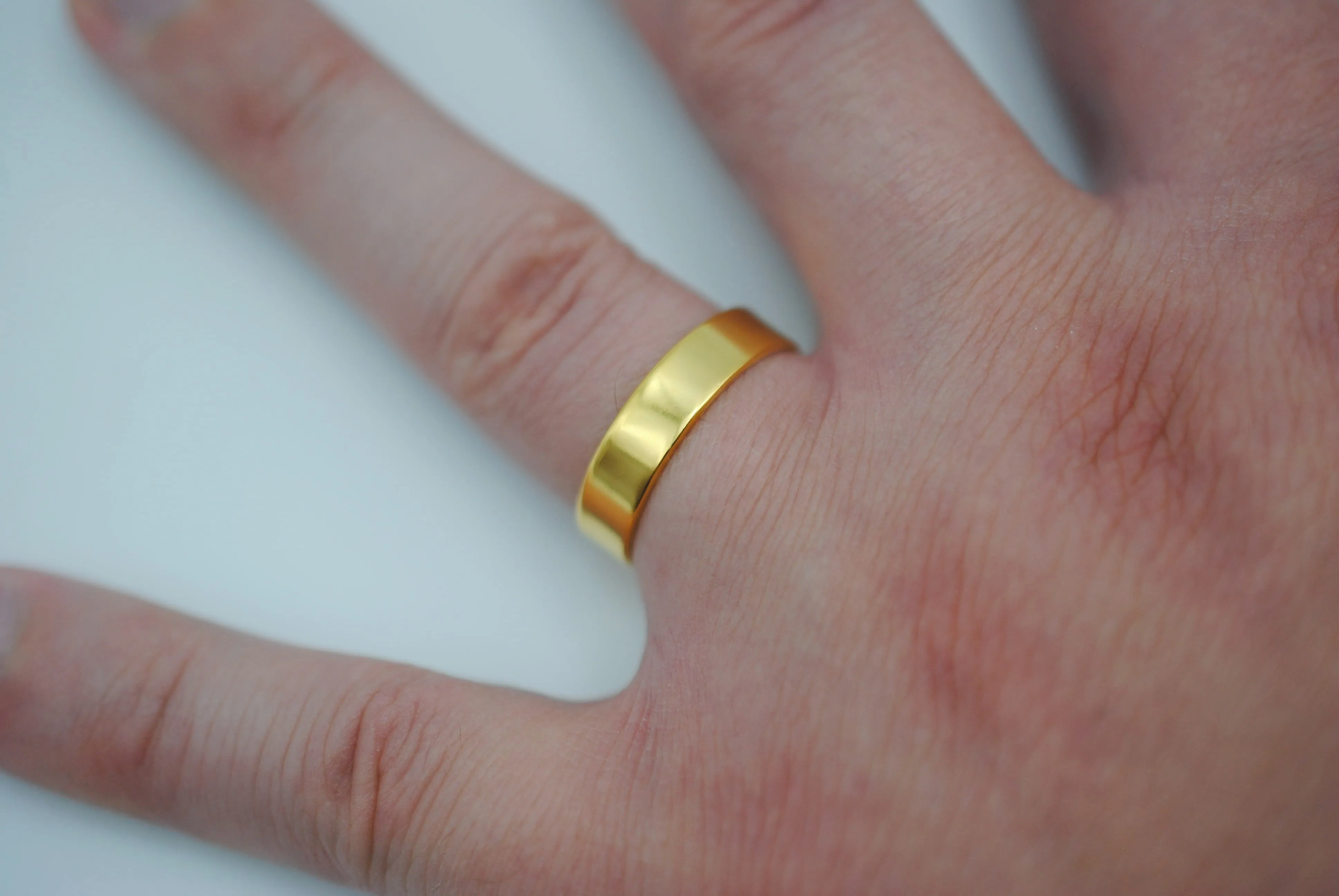 Ring Band: High Polish, Yellow Gold Finish, 5mm Wide