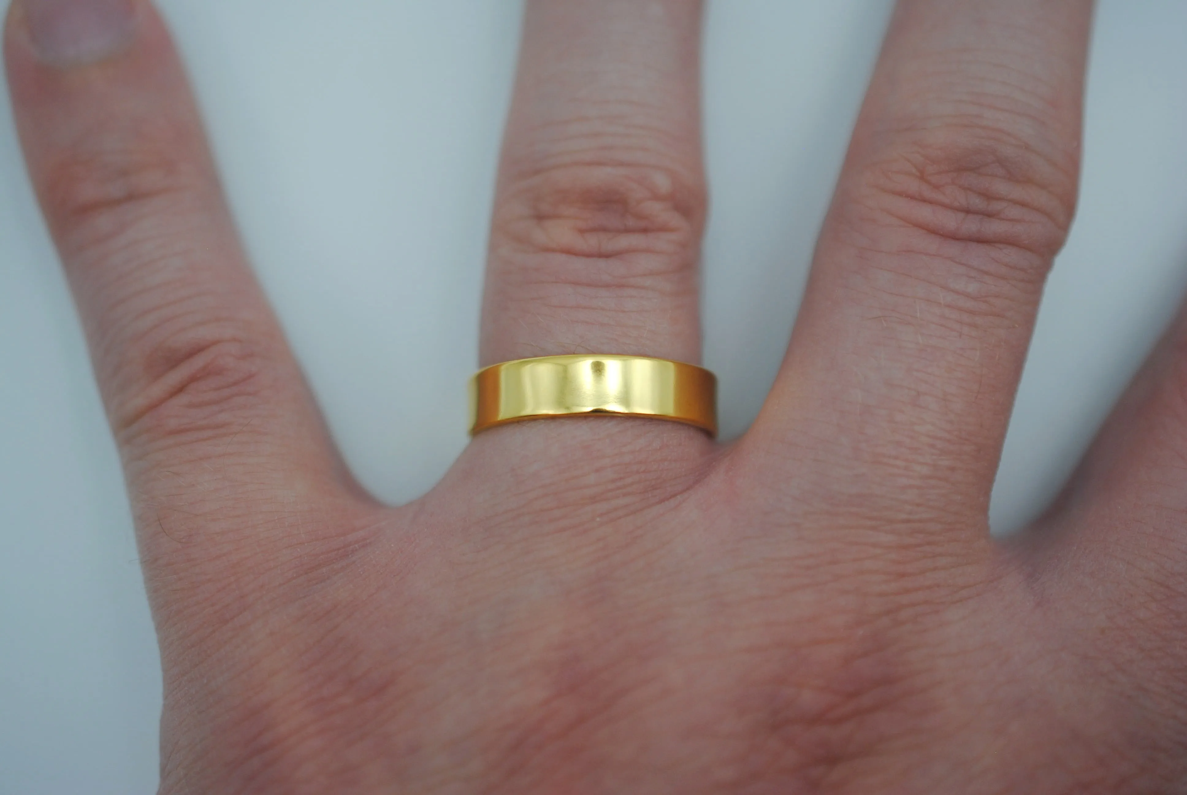Ring Band: High Polish, Yellow Gold Finish, 5mm Wide