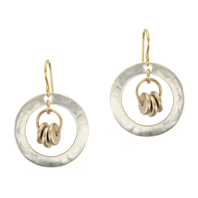 Ring with Flat Beads Wire Earrings