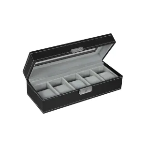 Rootz Watch Box Organizer - Watch Display Case - Jewelry Storage Box - Transparent Glass Panel - Divider Grids - Padded Watch Cushions - Modern Design - Gift Idea - 26.5cm x 11cm x 8.5cm