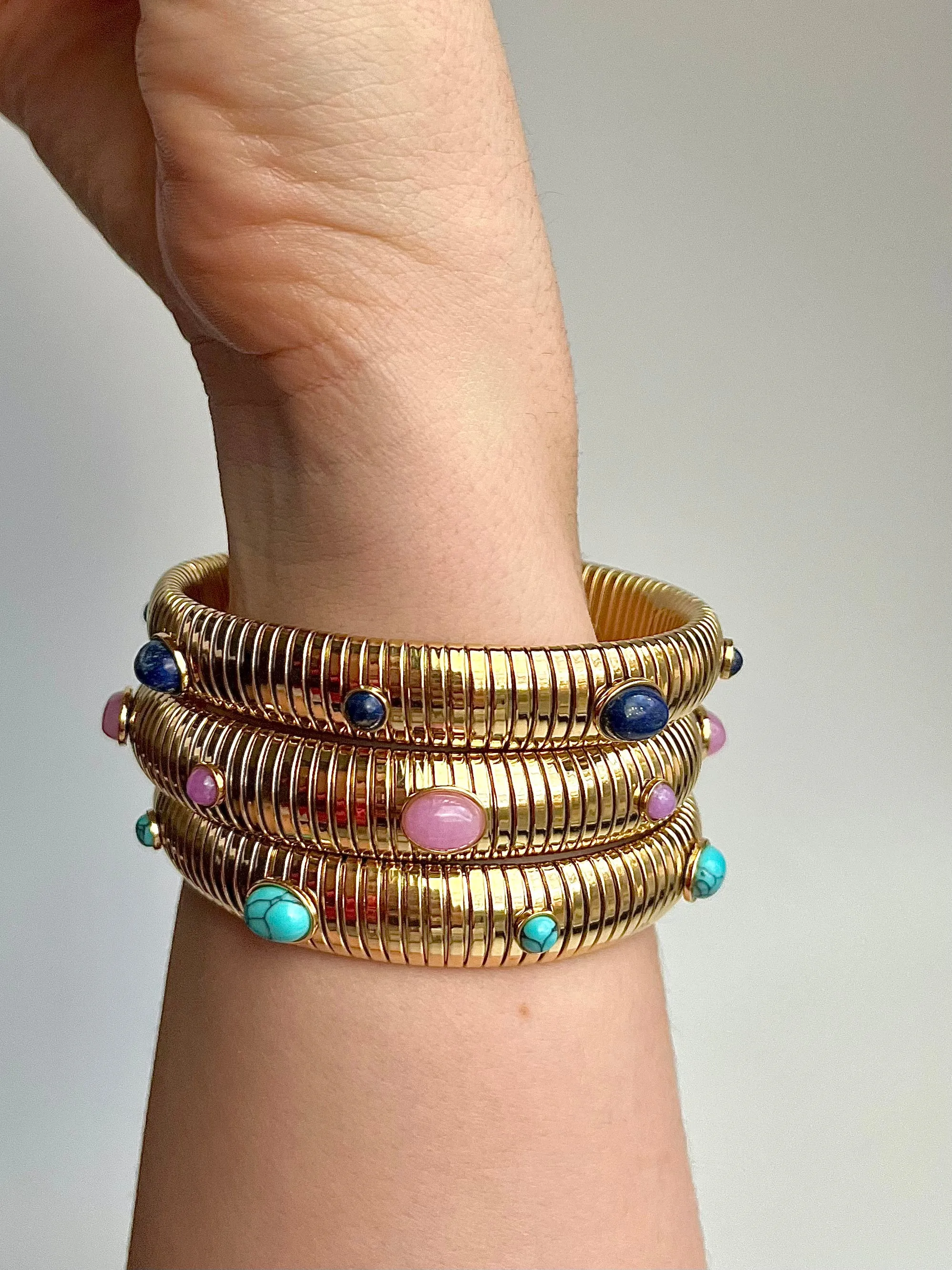 Rose Quartz Gold Omega Bracelet