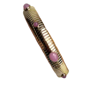 Rose Quartz Gold Omega Bracelet