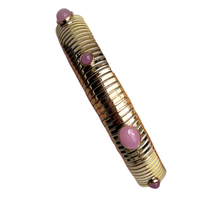 Rose Quartz Gold Omega Bracelet