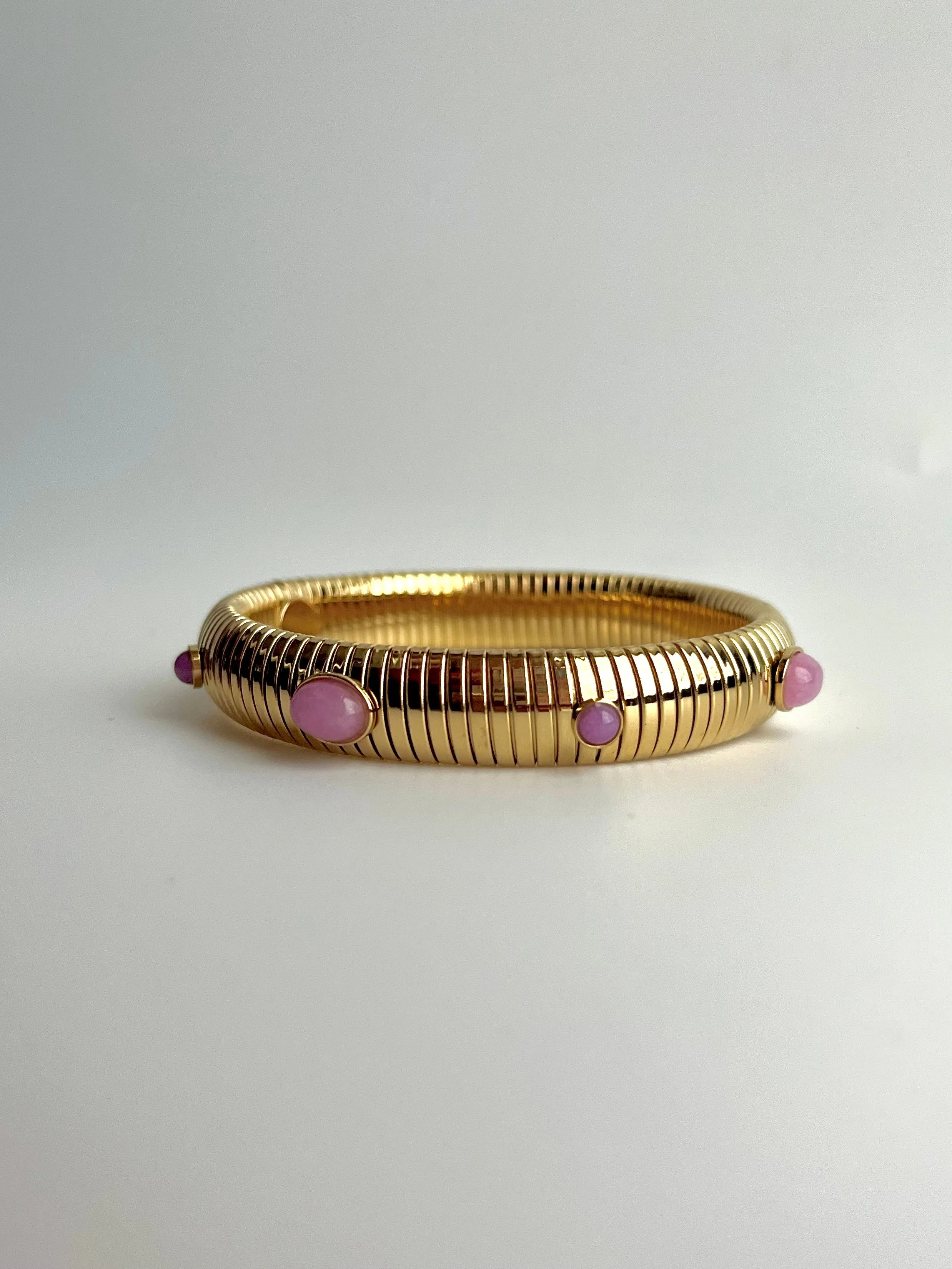 Rose Quartz Gold Omega Bracelet