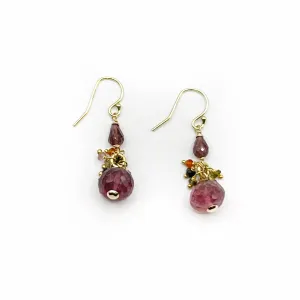 Rosey Pink Tourmaline Balls Dripping in Gems Earrings