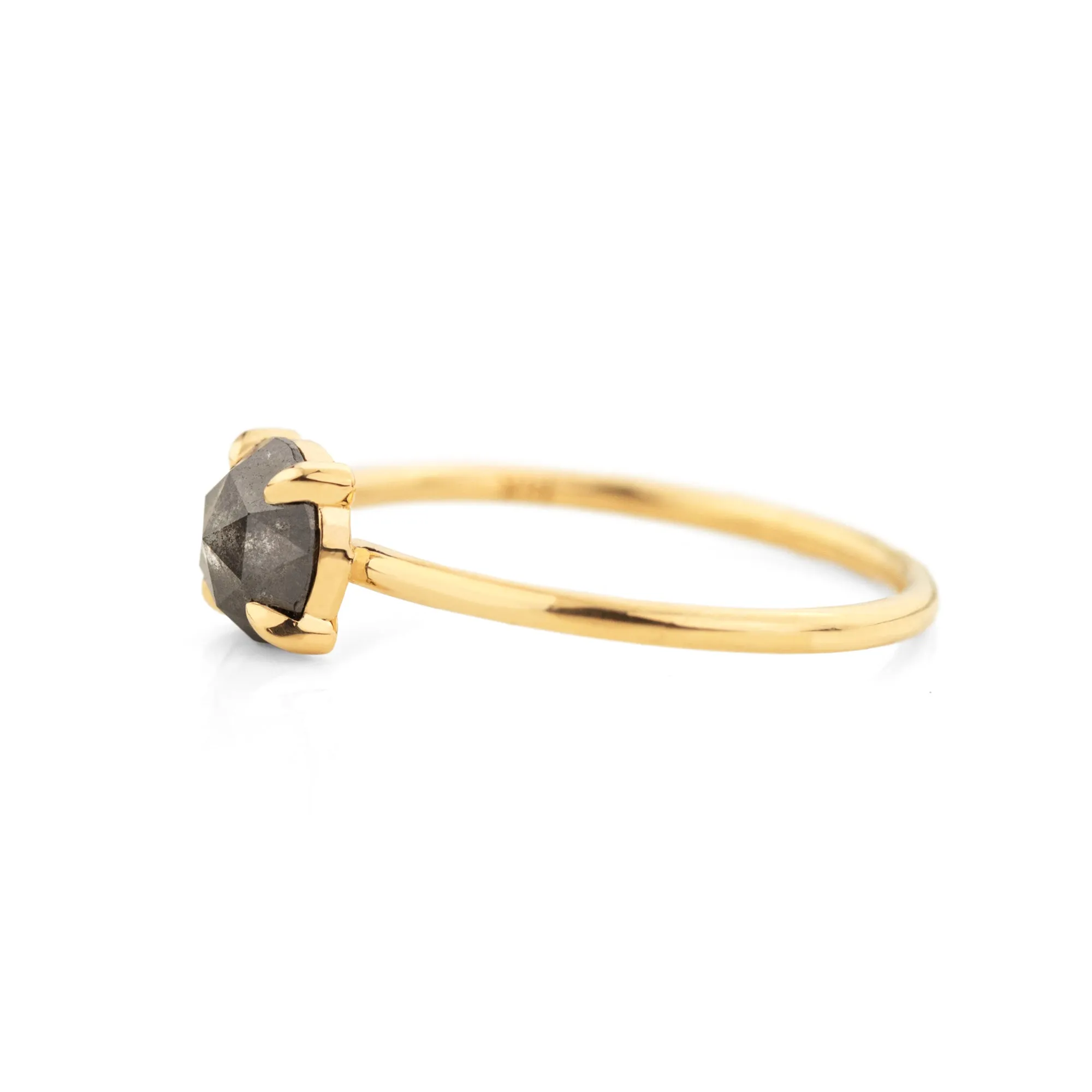 Round 0.8CT Salt and Pepper Diamond Ring