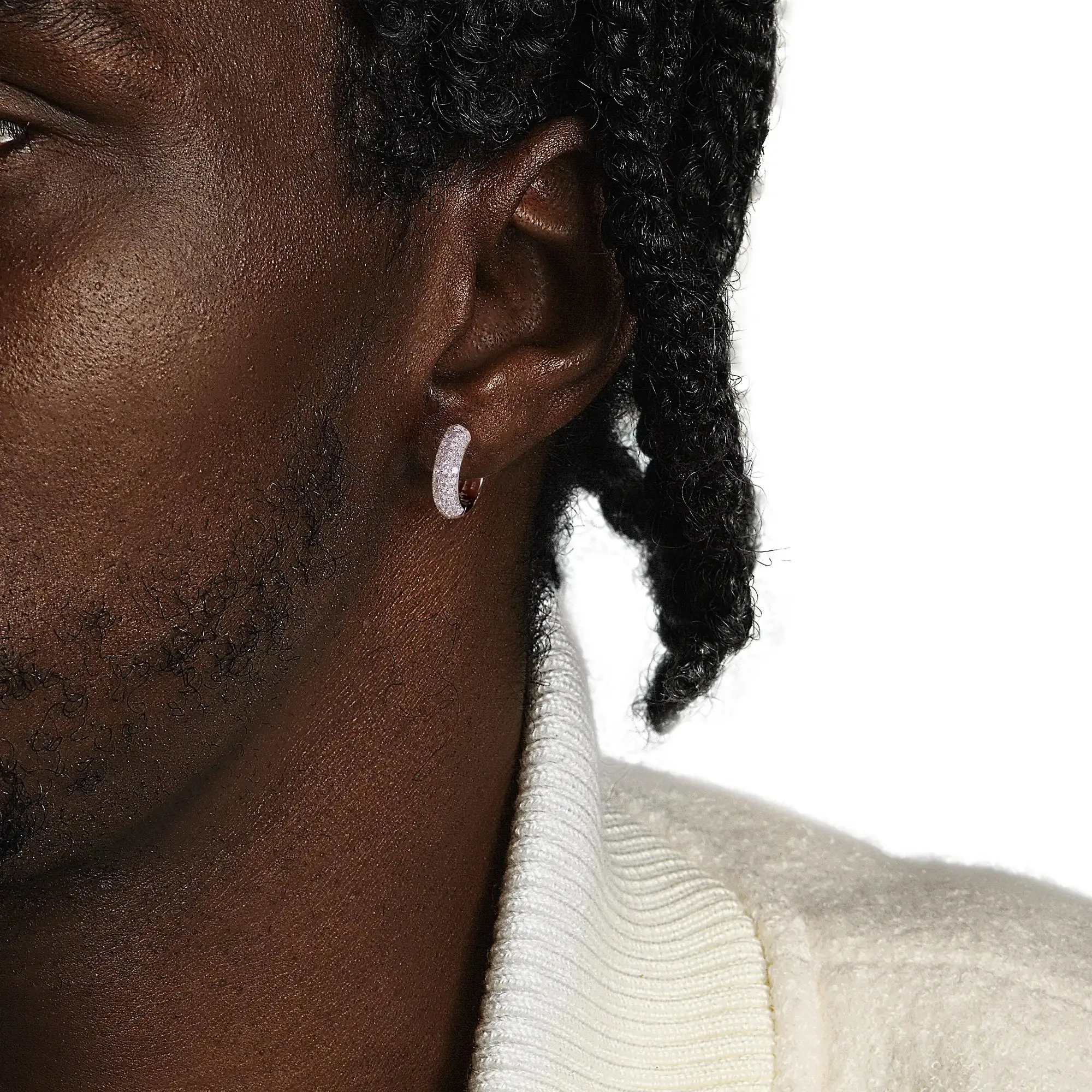 Round Paved Hoop Earrings