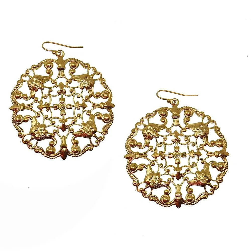 Round Scroll Open Cut Earrings