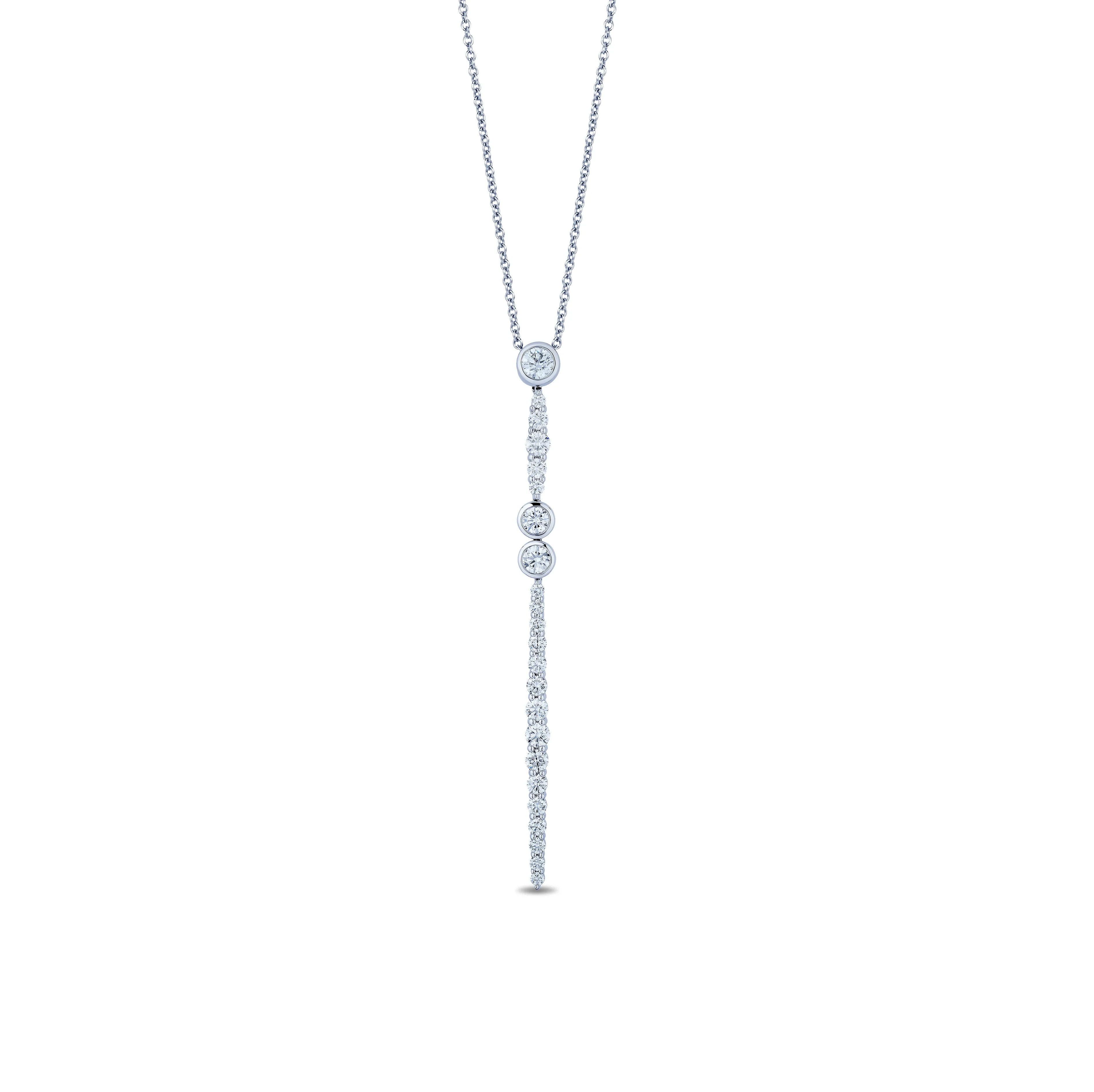 Sabel Collection White Gold Large Double Bar Drop Diamond Pendant