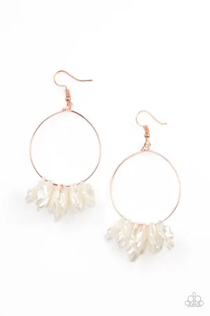 Sailboats and Seashells - Copper - White Shell Paparazzi Fishhook Earrings