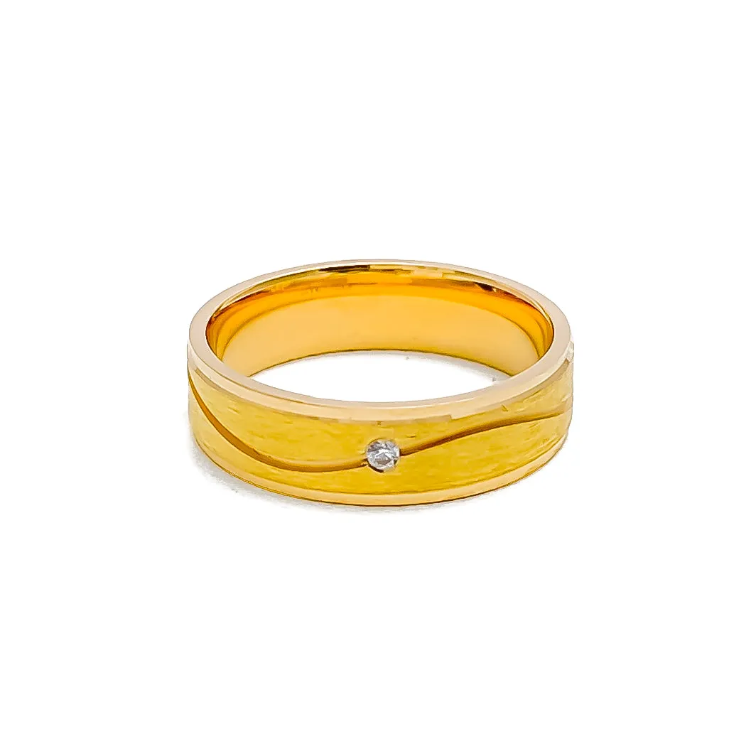 Satin Smooth Wave 21k Gold CZ Band