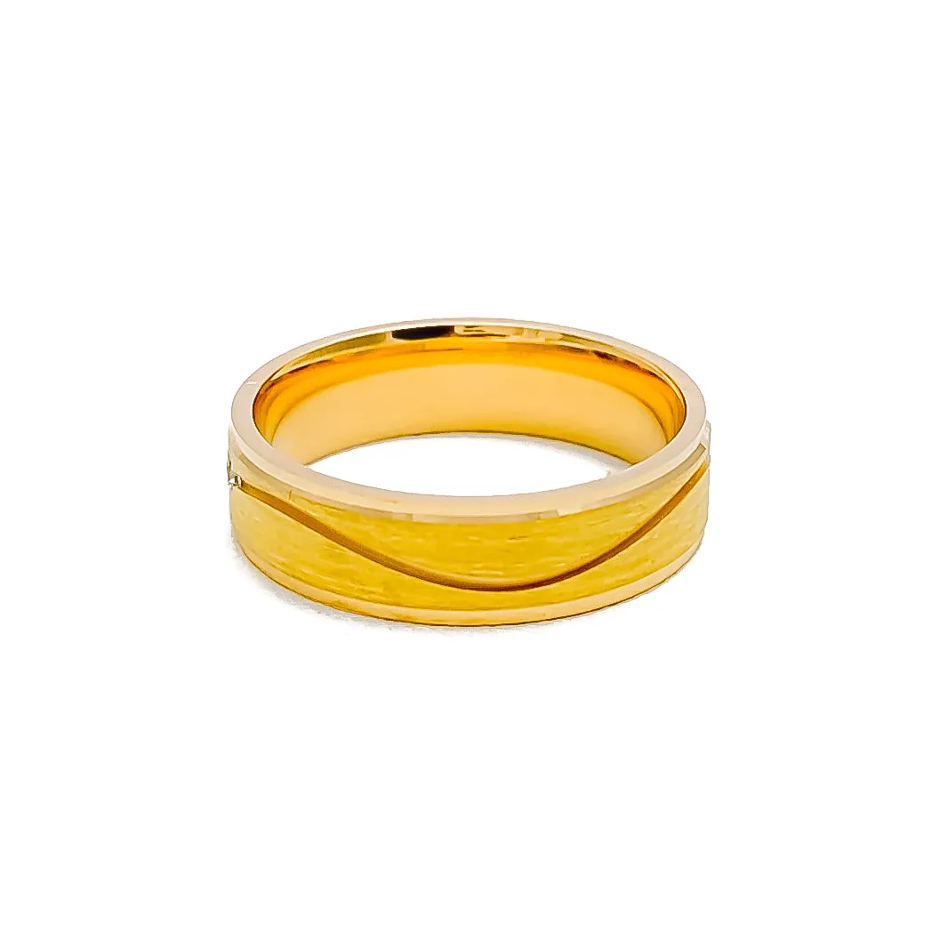 Satin Smooth Wave 21k Gold CZ Band