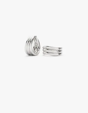 Savi Triple Ridge Hoop Earrings - Silver