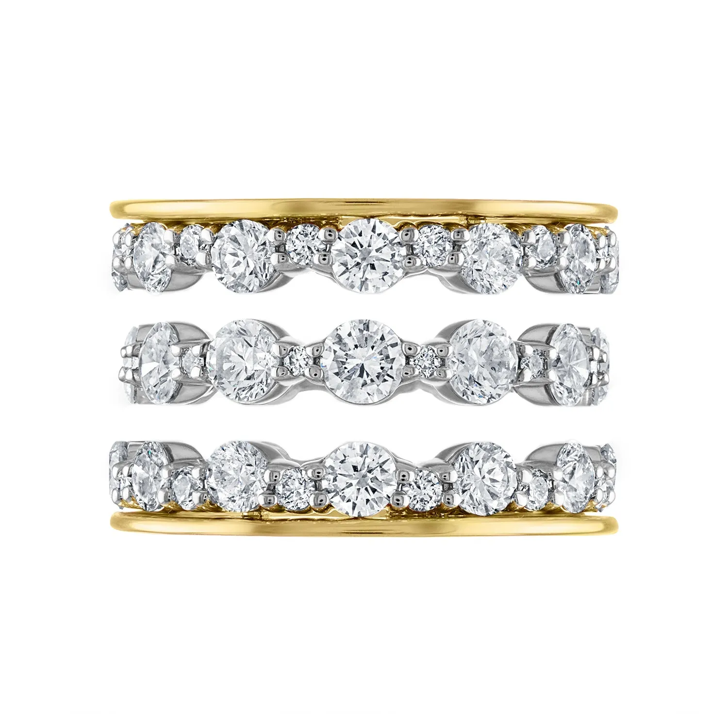 Scalloped Diamond Stack Rings