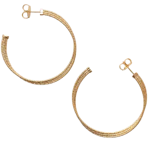 SE898 18K Gold Plated ''Twisted" Wire Hoops