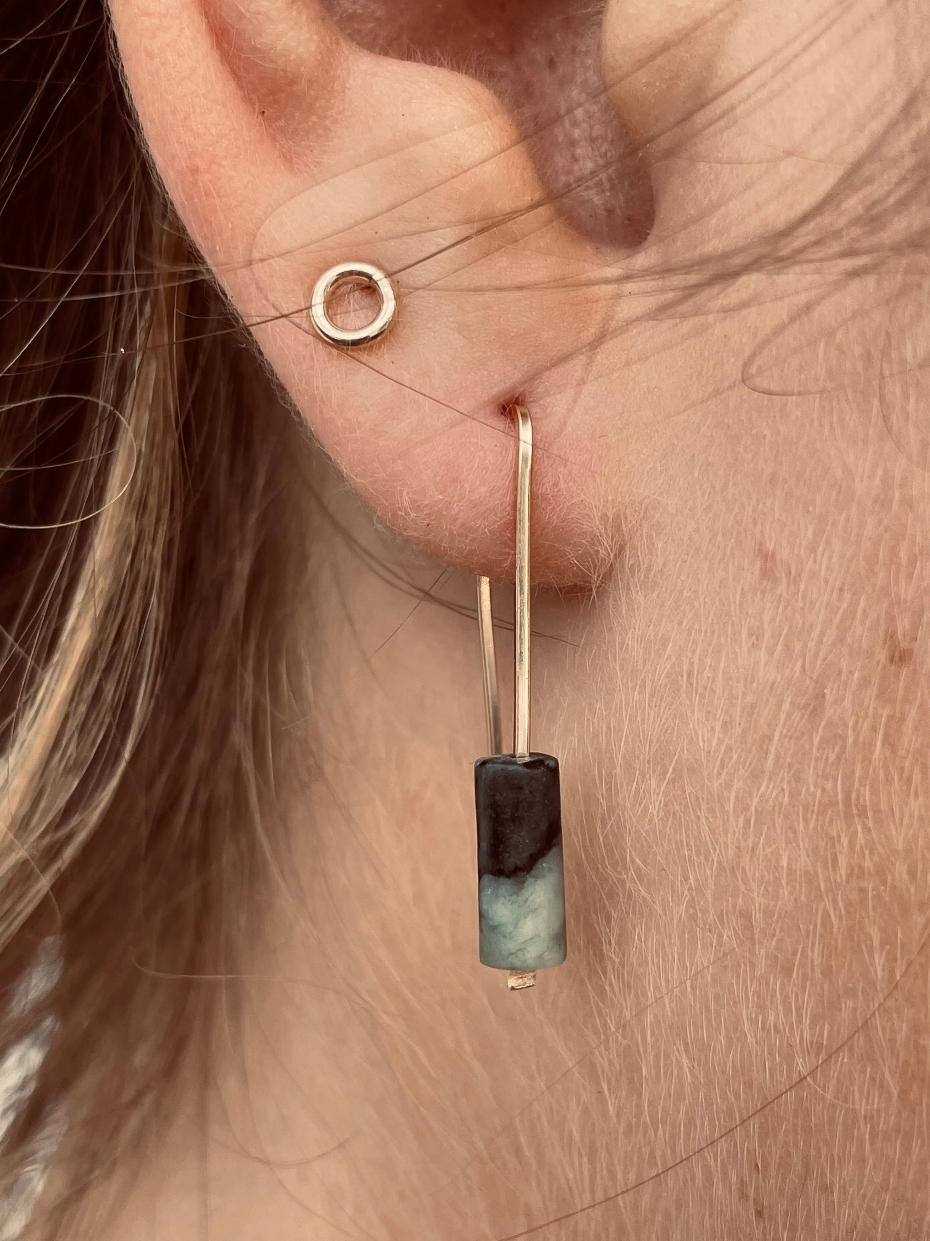 Serpentine Rectangle Open Hoop Earrings