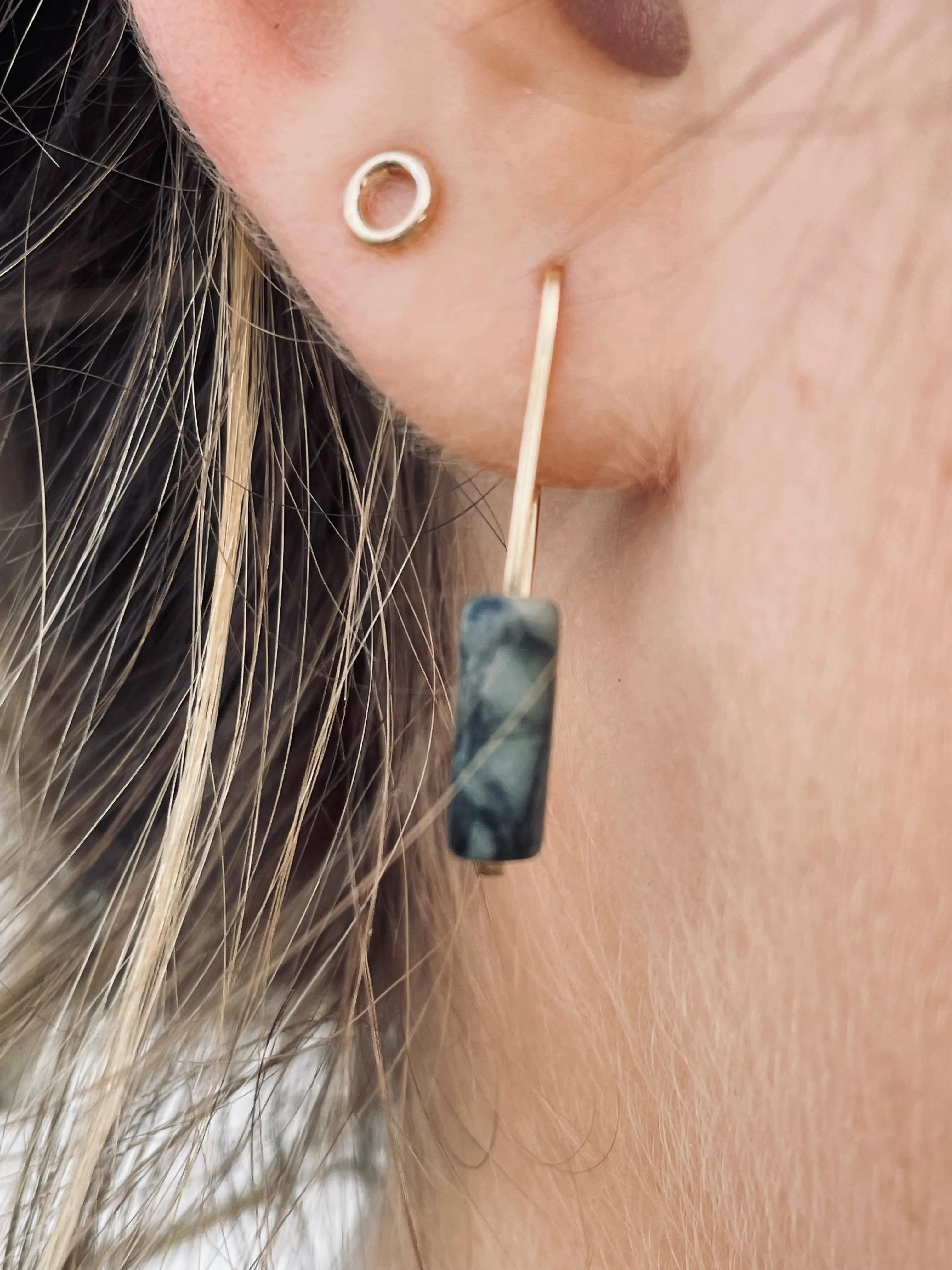 Serpentine Rectangle Open Hoop Earrings