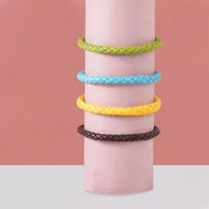 Set Of 3 Faux Leather Solid Bracelet