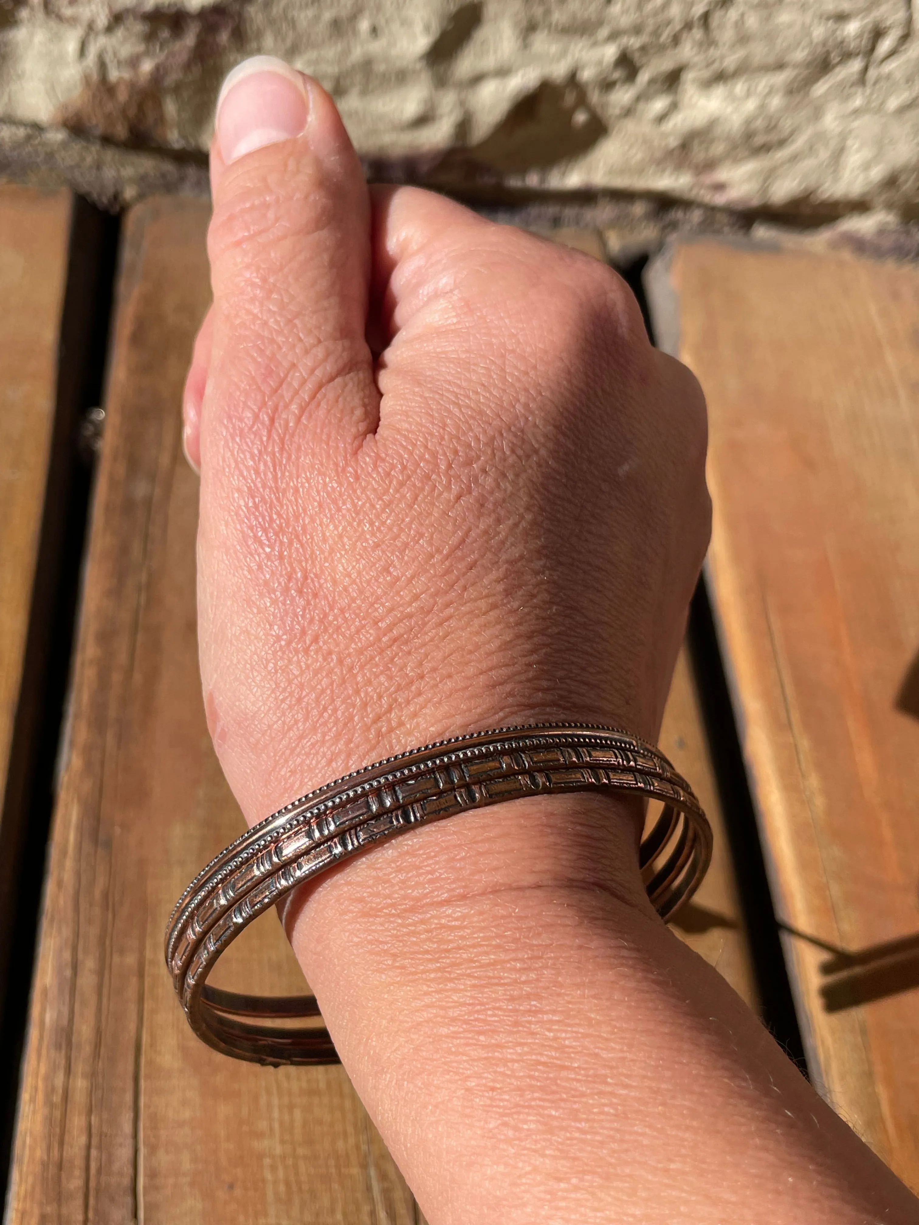 Set of 3 Vintage Copper Bracelets