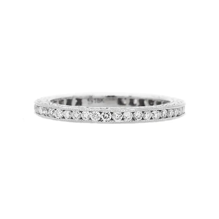 Sethi Couture 18K White Gold Channel White Diamond Eternity Band - Size 6.5