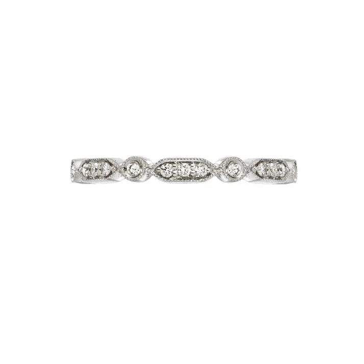 Sethi Couture 18K White Gold Deco Small Diamond Band