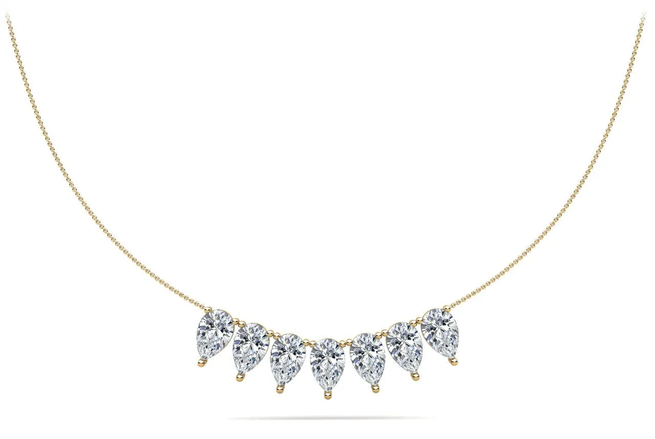 Seven Stone Pear Shape Diamond Necklace with 2.10 ct.(finished) 6x4mm