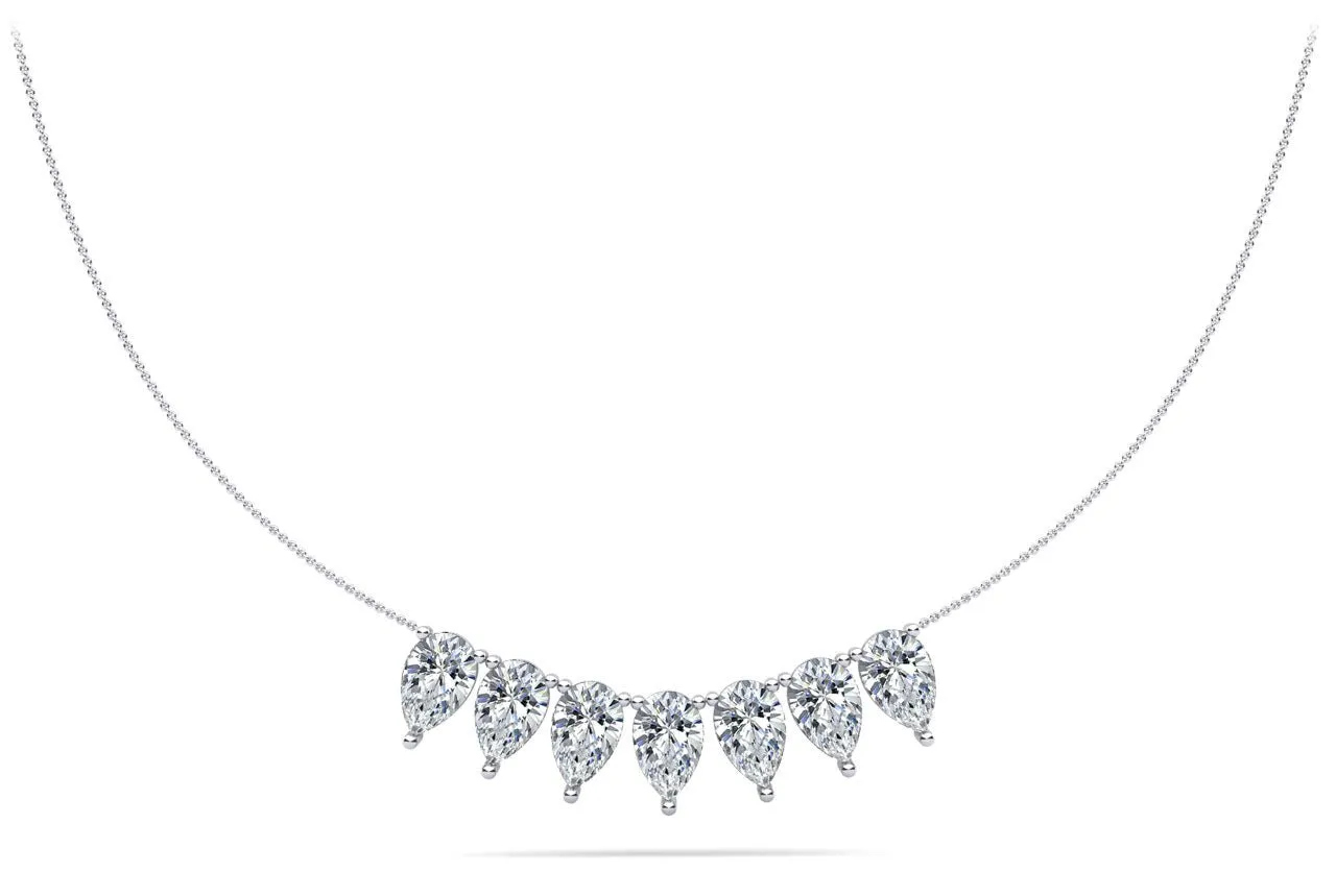Seven Stone Pear Shape Diamond Necklace with 2.10 ct.(finished) 6x4mm