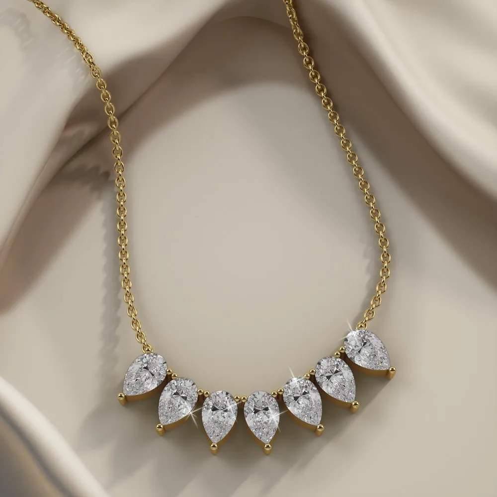 Seven Stone Pear Shape Diamond Necklace with 2.10 ct.(finished) 6x4mm