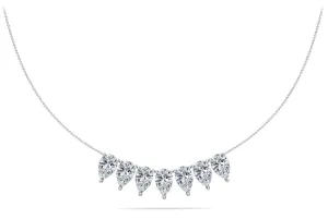 Seven Stone Pear Shape Diamond Necklace with 2.10 ct.(finished) 6x4mm