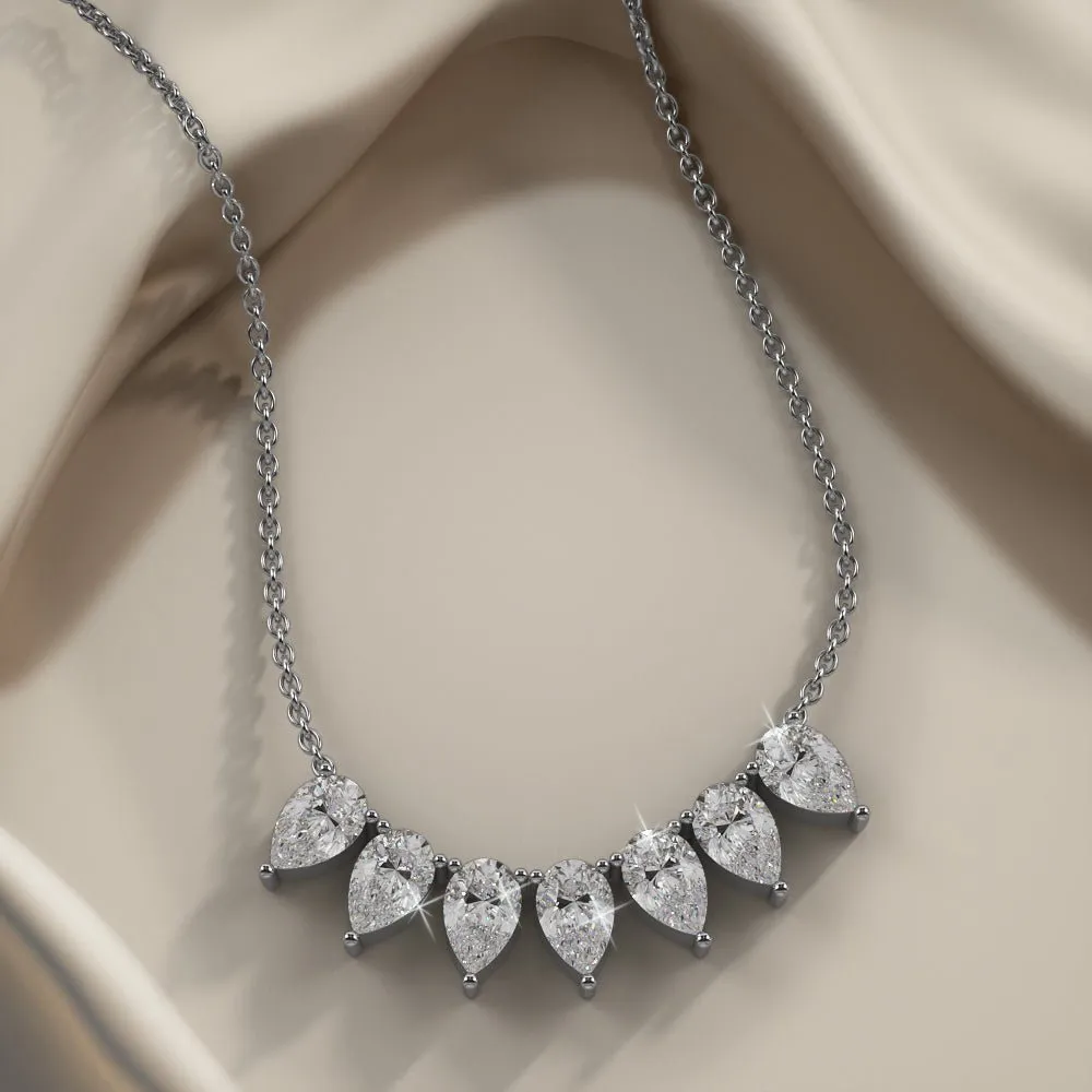 Seven Stone Pear Shape Diamond Necklace with 2.10 ct.(finished) 6x4mm