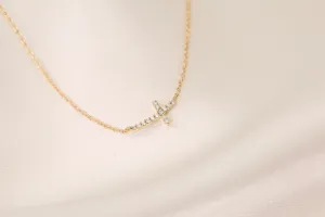 Side Cross Diamond Necklace