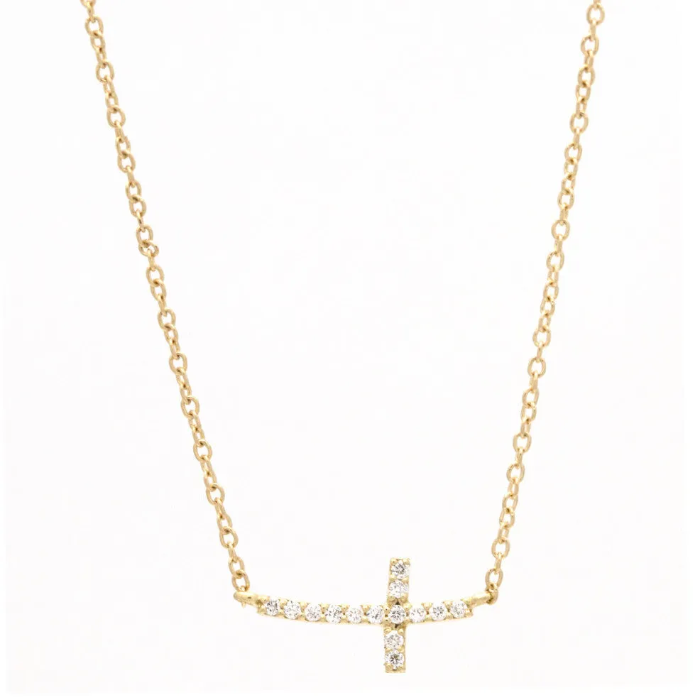 Side Cross Diamond Necklace