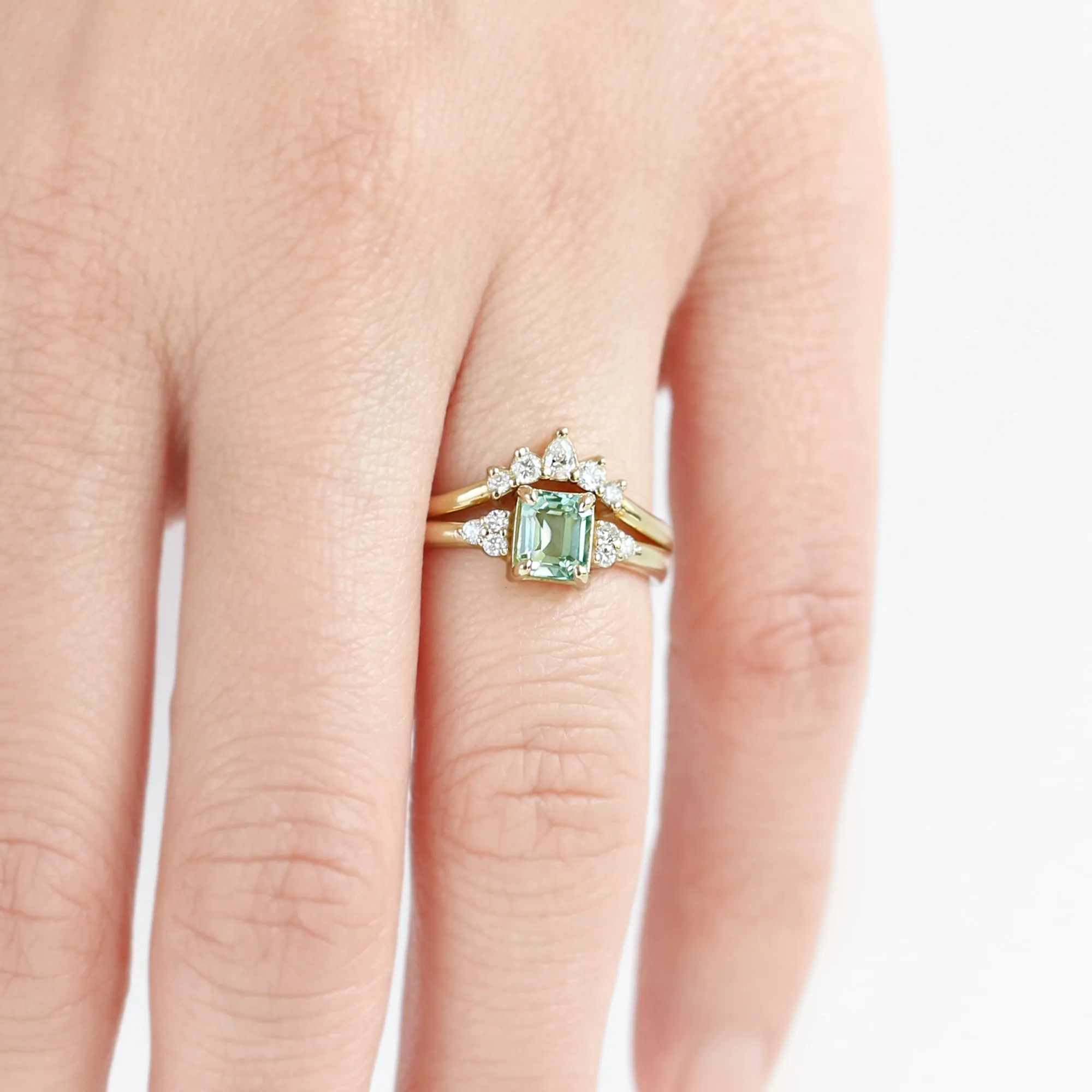Sienna 1/2ct. Emerald Cut Teal Sapphire Ring