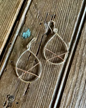Silver and Copper Teardrop Earrings