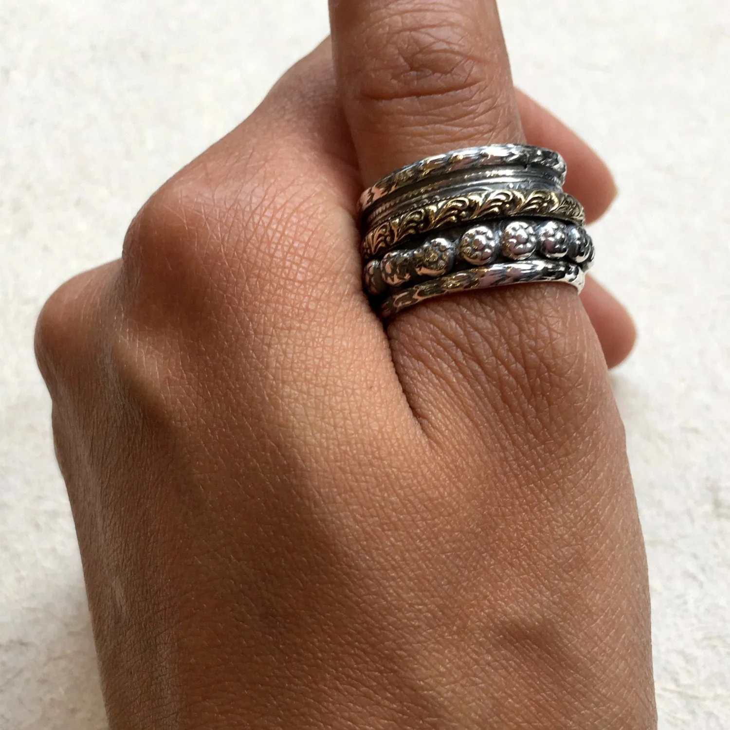 Silver Brass Spinners Ring - Reunion.