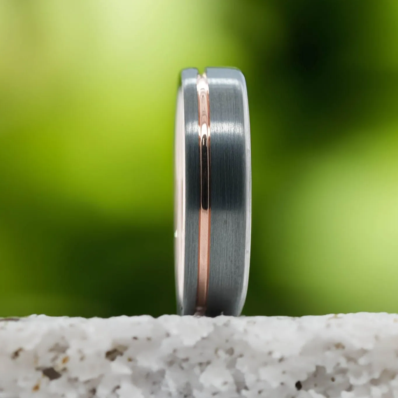 Silver Brushed / Rose Gold Stripe & Interior - 6mm