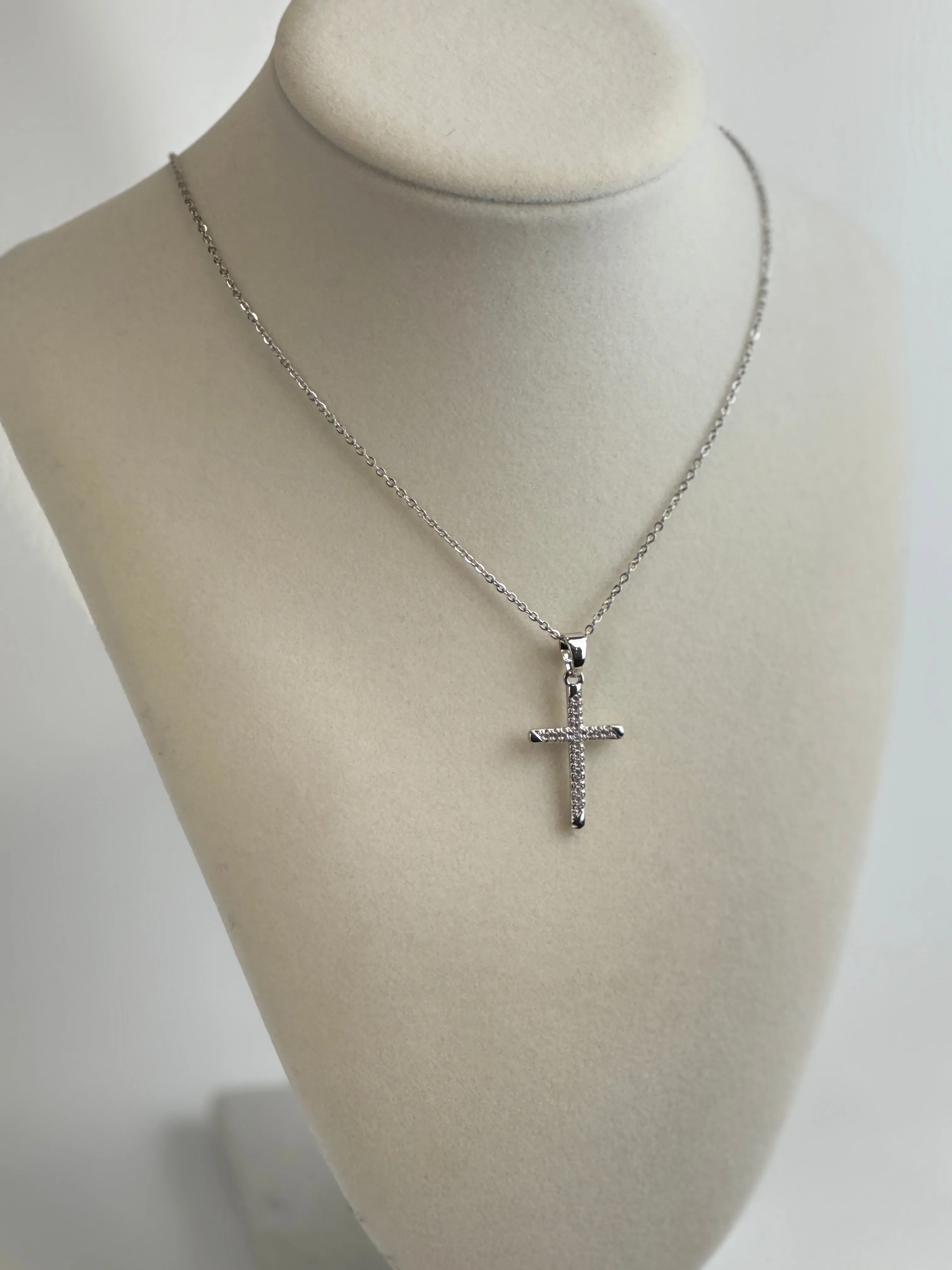 Silver Diamond Cross Necklaces