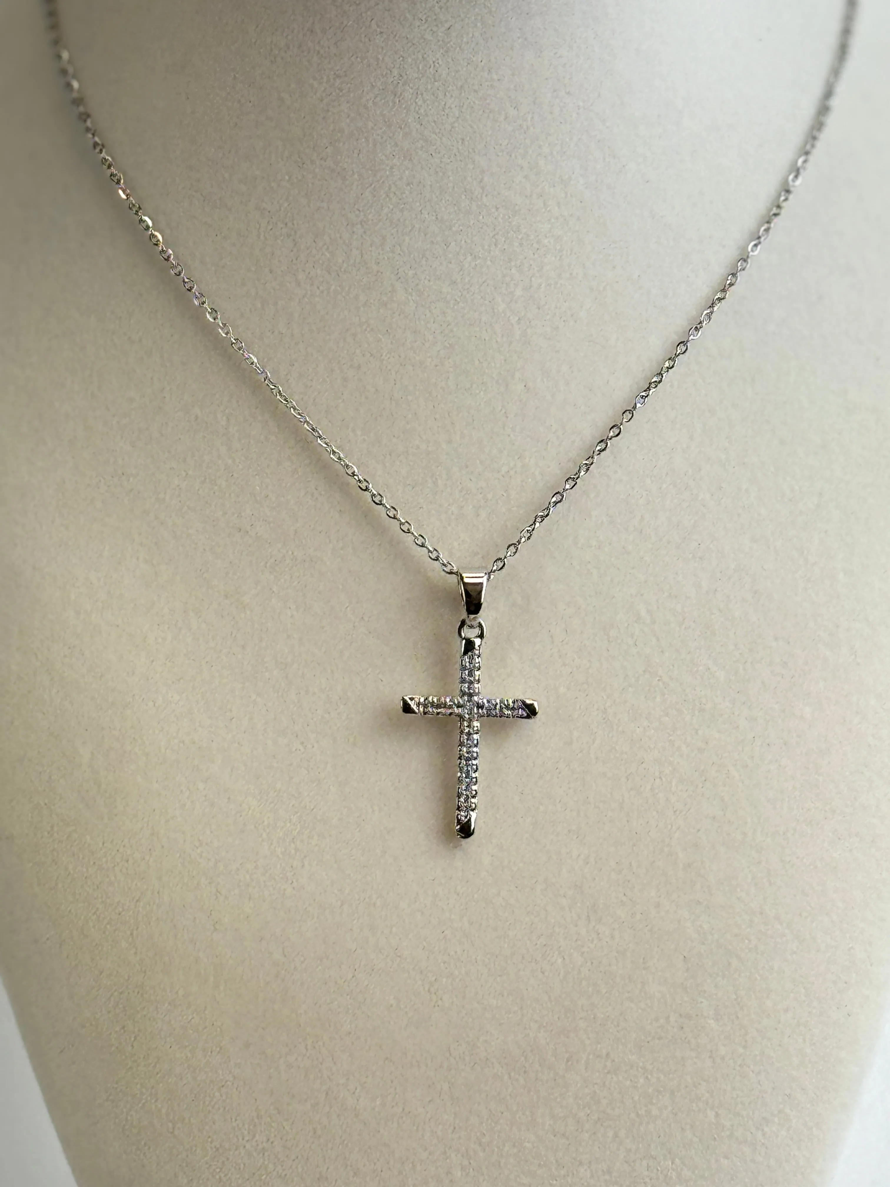 Silver Diamond Cross Necklaces
