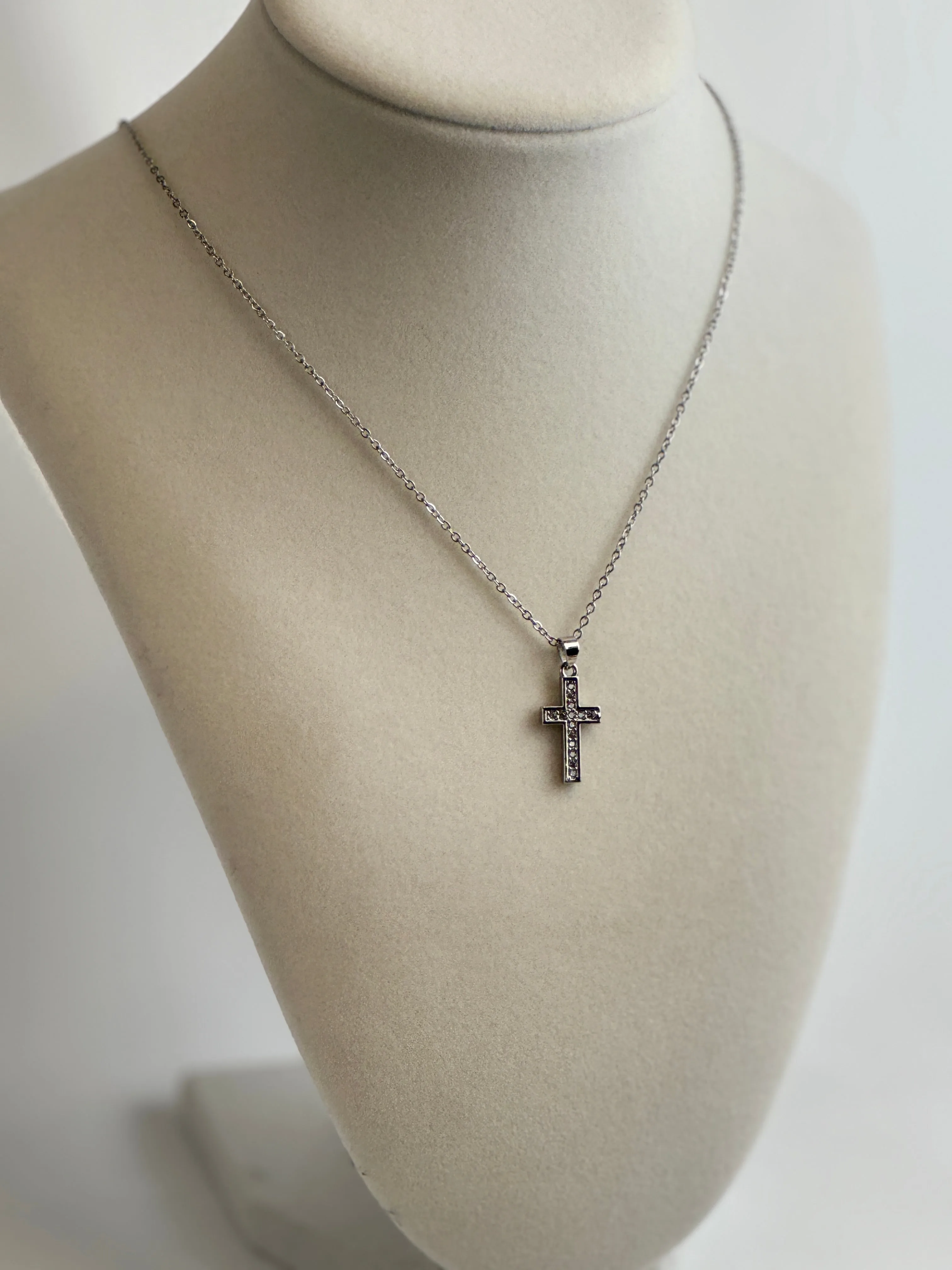 Silver Diamond Cross Necklaces