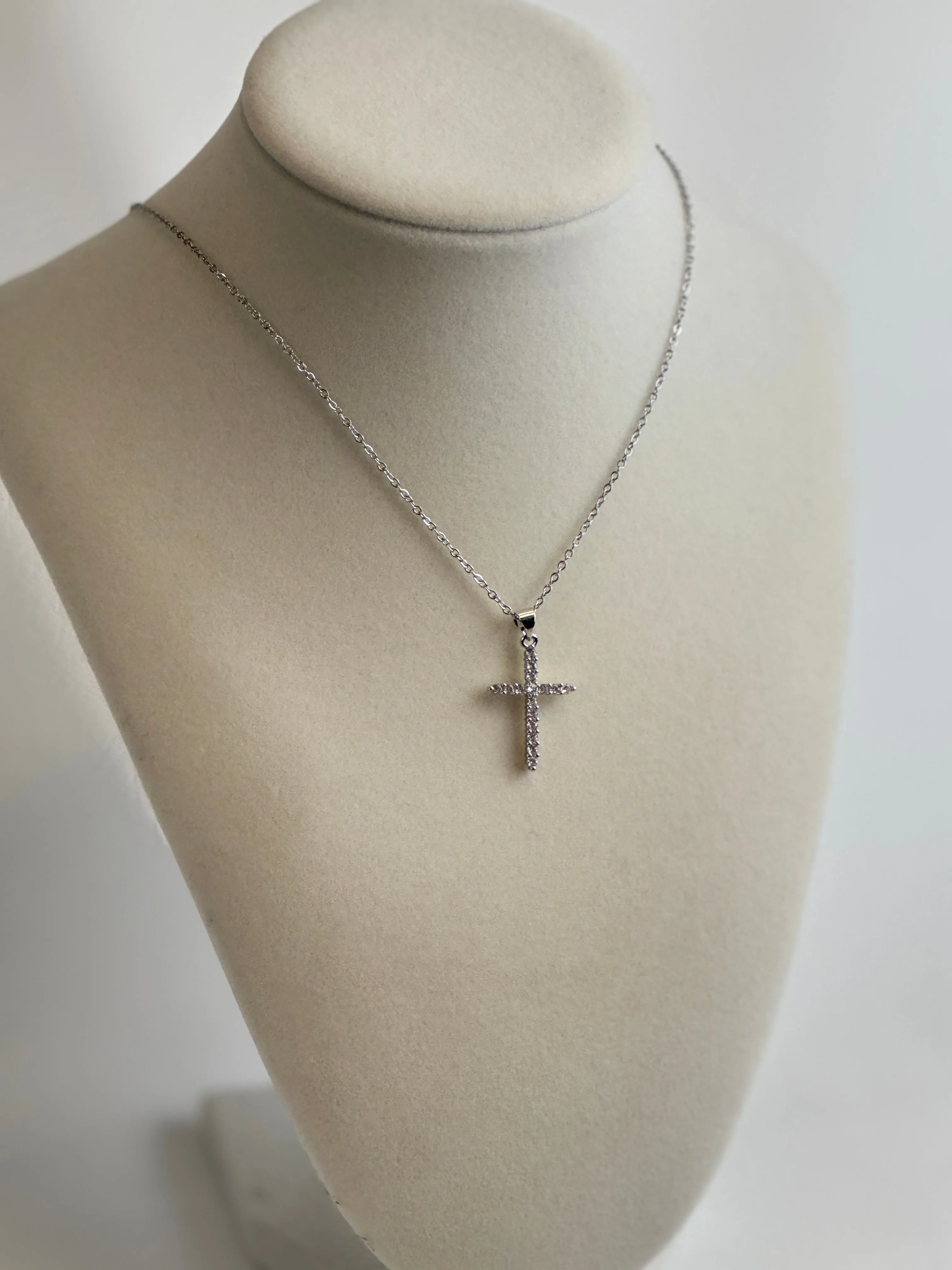 Silver Diamond Cross Necklaces