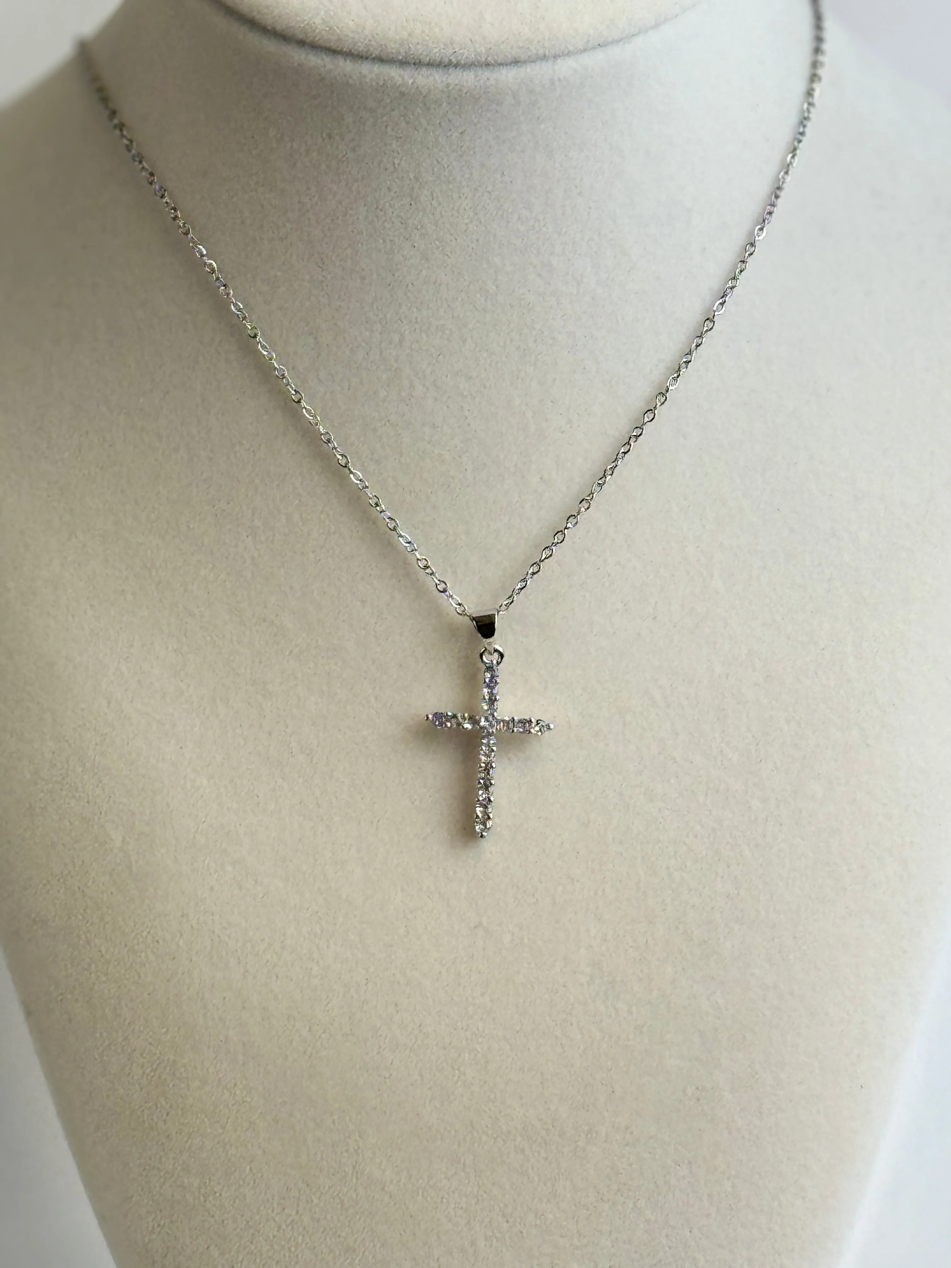 Silver Diamond Cross Necklaces