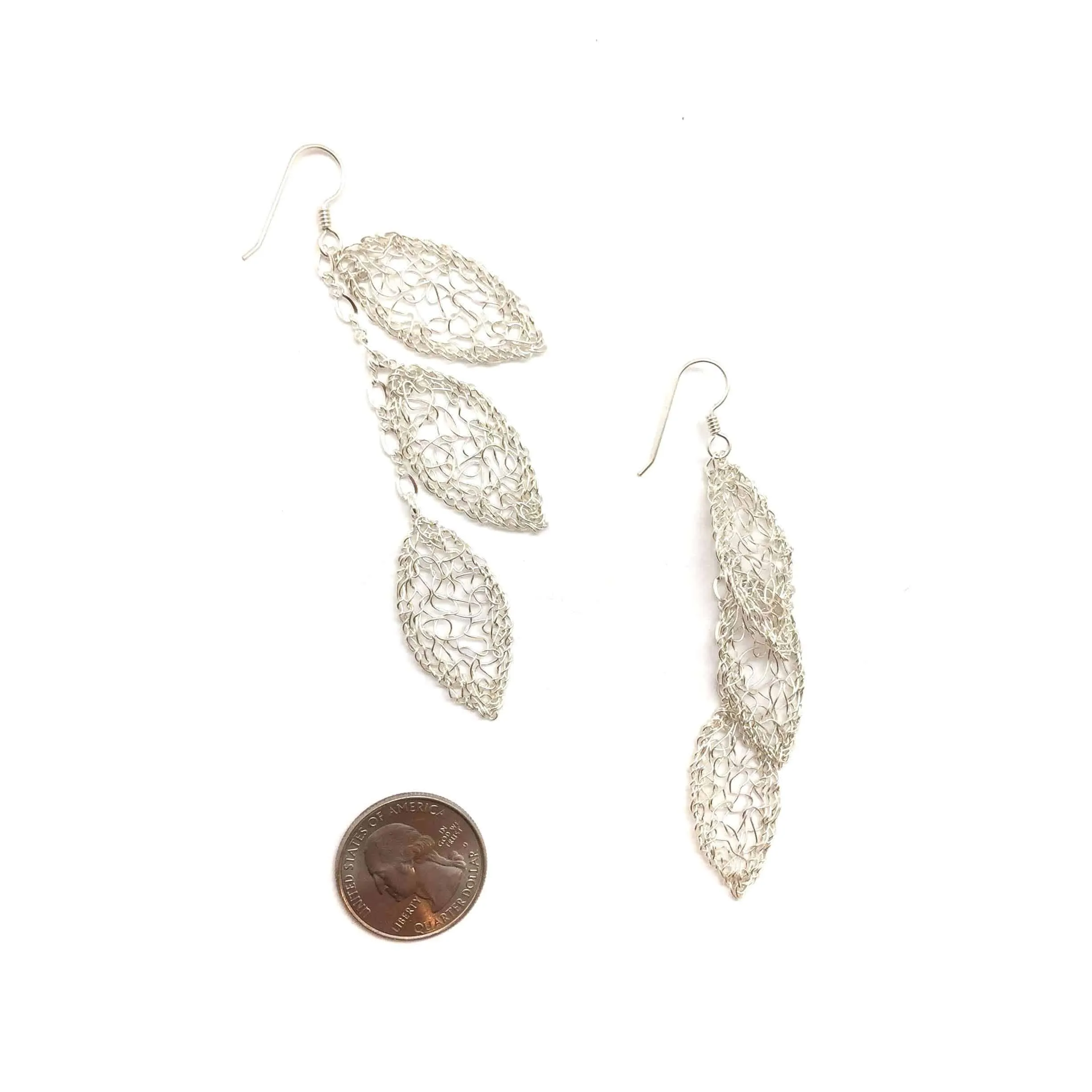 Silver Falling Leaf Earrings