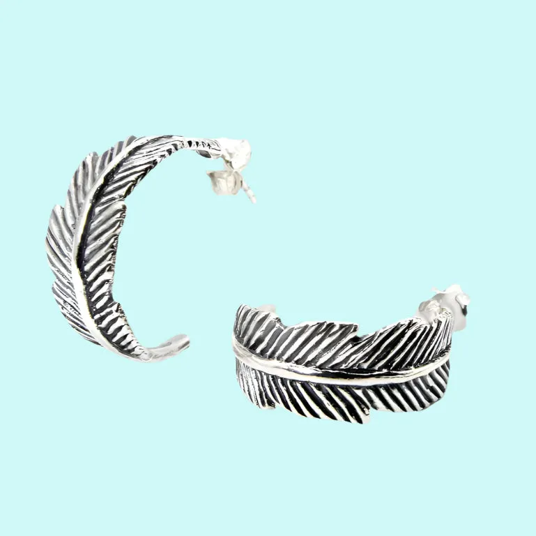 Silver hoop earrings small Israeli jewelry