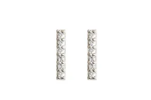 Silver Pave Bar Studs - 6 Stone